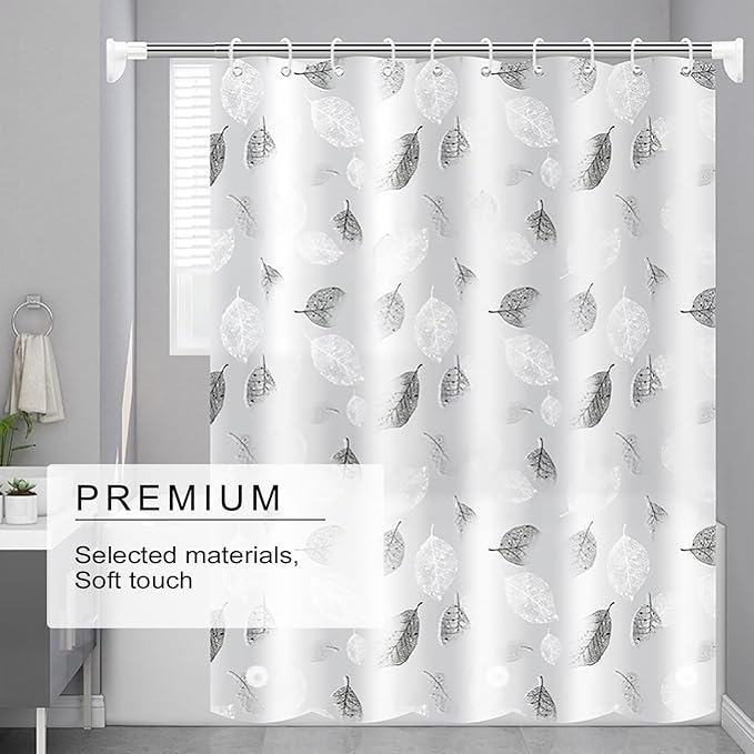 TIKABC Shower Curtain Liner, 4G PEVA Shower Liner, Plastic Waterproof Shower Curtains, 72x72 inch with Grommet Holes 3 Magnetic Weights