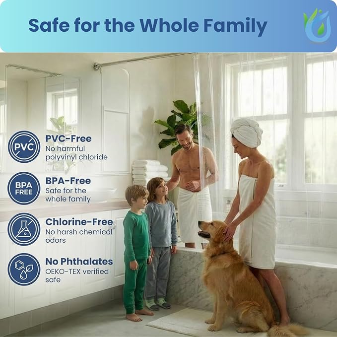 SUSTAINAURA® Premium Frosty Shower Curtain Liner 72x72 – Waterproof, Quick Dry, Odor Free, Eco Friendly, Non-Toxic with 3 Weighted Magnets & 12 Rustproof Grommets Bathroom Accessories
