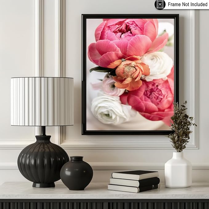 Monem Art Pink Peony Floral Macro Photography Print - Romantic Flower Art Poster - Wall Decor for Living Room, Bedroom or Office - 18x24 Unframed Wall Art by Mareike Bohmer