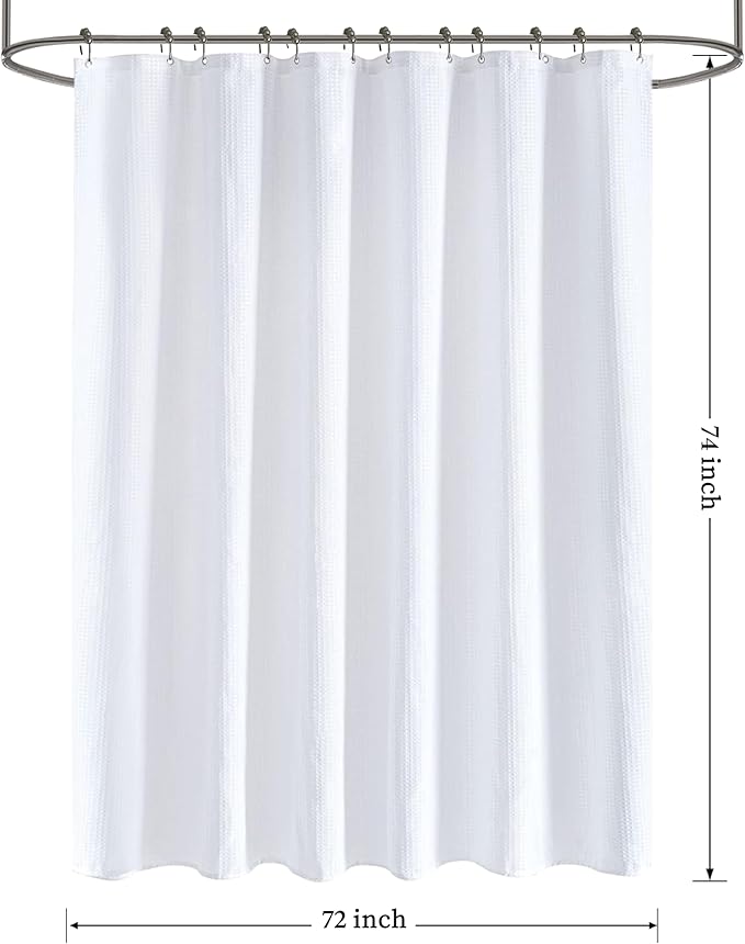 Tititex Solid White Cloth Fabric Shower Curtain Liner with 2 Magnets - Texture Pressure Bubble Soft Hotel Quality Waterproof Shower Liner, Light-Weight & Machine Washable 72x74 inch