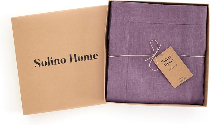 Solino Home Linen Tablecloth for Rectangle Tables 60 x 144 Inch - 100% Pure Linen Mulberry Table Cloth - Fete, Machine Washable Cloth Tablecloth for Summer