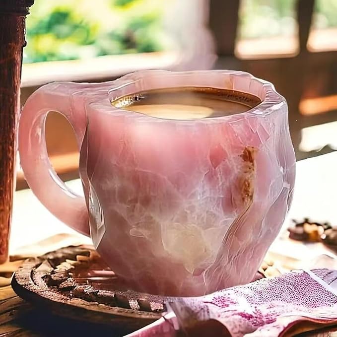 Mineral Crystal Coffee Mugs, Resin Imitating Natural Agate Appearance, Mineral Coffee Mug New Elegant Multi Colored, Durable and Dishwasher Safe for Daily Use & Gifting(Volcano Red)