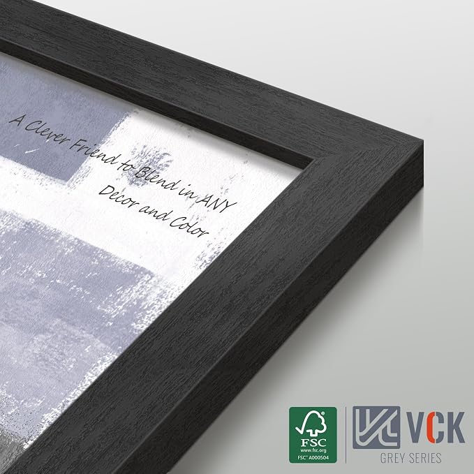 VCK 8x10 Picture Frame Set of 3, Black Wood Frames, Gallery Wall Decor Photo Frames for Wall Mounting Horizontally or Vertically