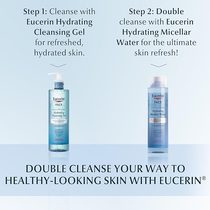 Eucerin Face Gentle Cleansing Hydrating Cleansing Gel, Daily Face Wash and Makeup Remover with Hyaluronic Acid, 13.5 Fl Oz Bottle