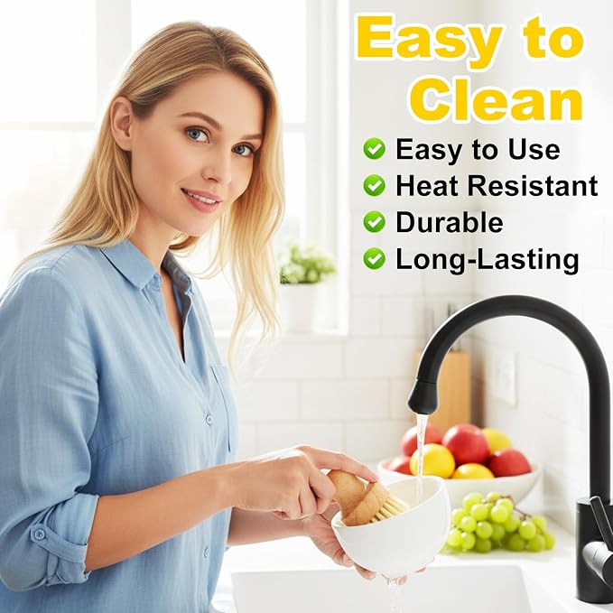 9 Pcs Bamboo Dish Brush Set, Multifunctional Dishwashing Scrubber with Natural Sisal Bristles, Wooden Dish Brush for Cleaning Pots, Dishes, Pans, Vegetables