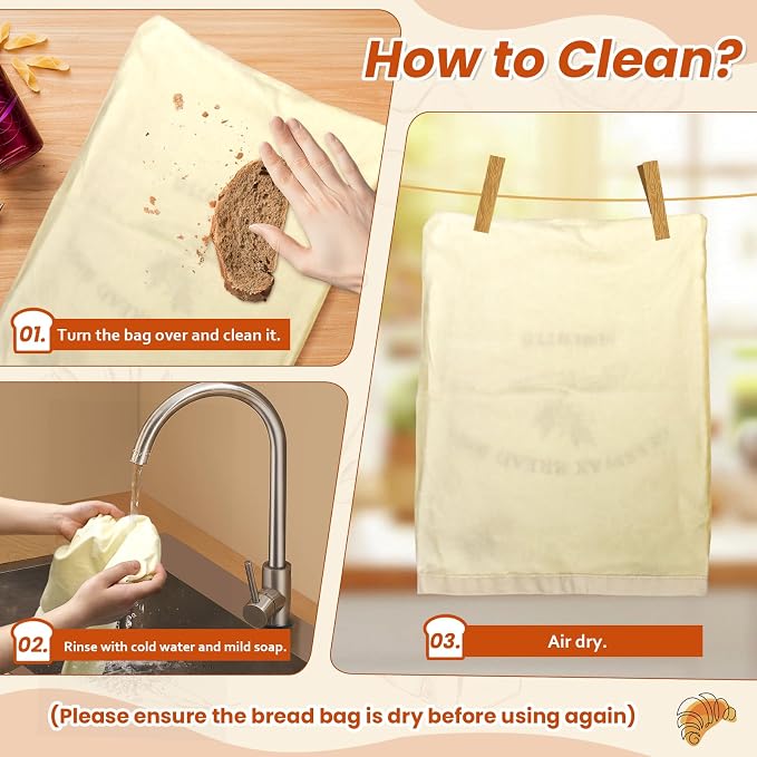 Surcotto Beeswax Bread Bags,2 Pack Sourdough Bread Bag,Reusable,for Homemade Bread,Natural Beeswax-Lined Cotton Food Storage Bags to Keep Fresh,Sourdough Bread Bag for Freezer & Refrigerator