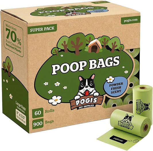 Pogi’s Dog Poop Bags – Leak-Proof & Extra Thick Pet Waste Bags (Fresh Scent, 60 Rolls, 900-Count)