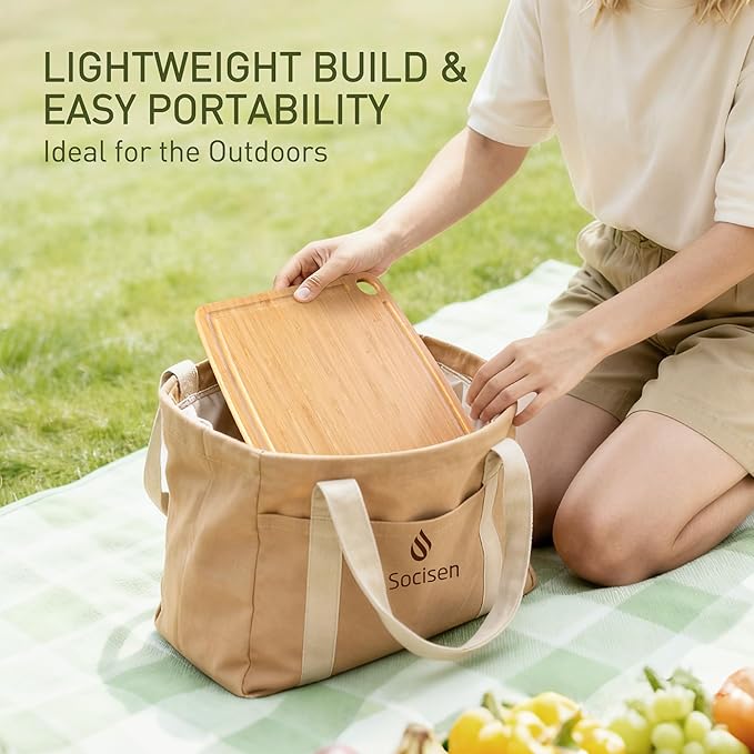 Lightweight Durable Bamboo Cutting Board Set with Non-Slip Feet, Wooden Cutting Boards for Busy Kitchen, Easy Storage & Clean Wooden Chopping Boards with Juice Groove Set of 2 (M+L)
