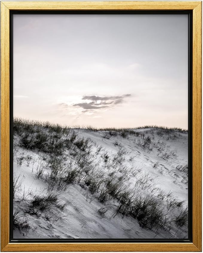 Monem Art Snowy Sand Dunes Landscape Print - Minimalist Winter Nature Poster - Wall Decor for Living Room, Bedroom or Office - 16x20 Gold Framed CANVAS Wall Art by Mareike Bohmer
