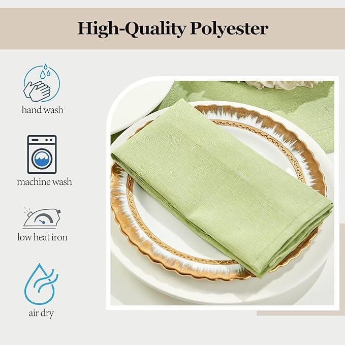 Mebakuk Cloth Napkins Set of 12, Premium 17 x 17 Inch Solid Washable Linen Style Napkins, Soft Table Napkin for Wedding Party Restaurant Dinner Parties