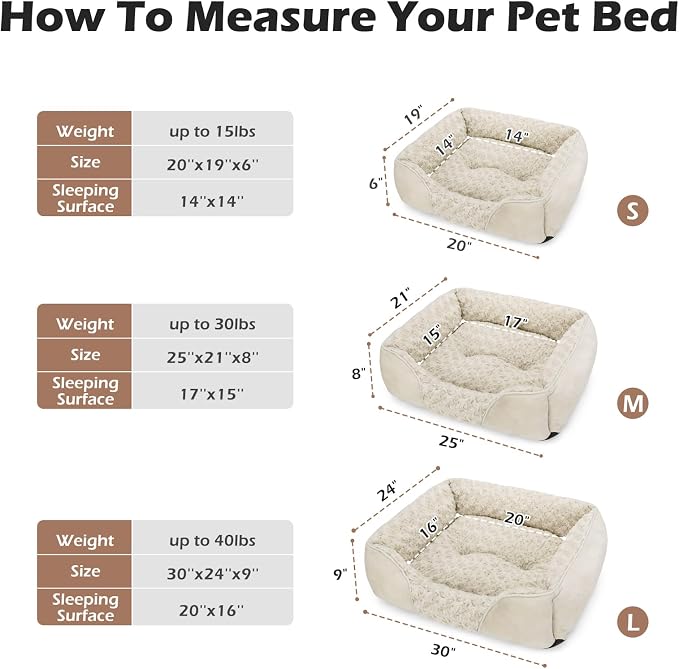 INVENHO Large Dog Bed Rectangle Washable Orthopedic Soft Calming Sleeping Durable Pet Cuddler with Anti-Slip Bottom