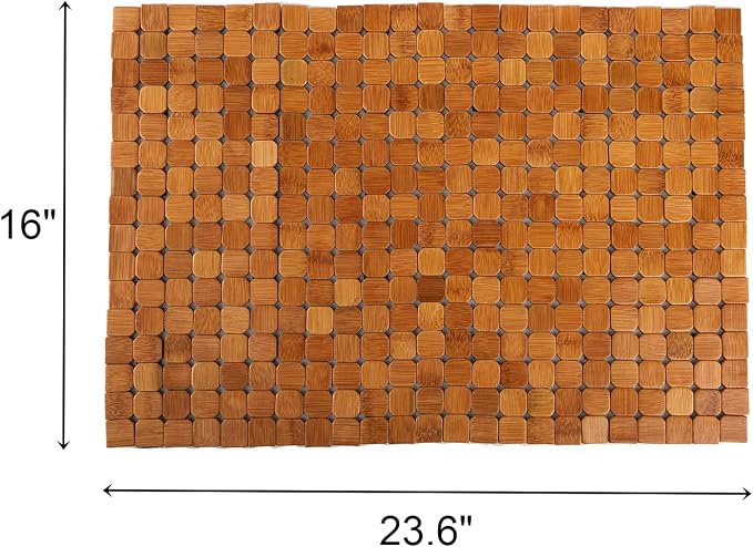 Dicunoy Bamboo Bath Mat, Bathroom Shower Rug, Wooden Toilet Doormats for Shower Doorsteps, Sauna, Tub (23.6" L x 16" W) (Pack of 2)