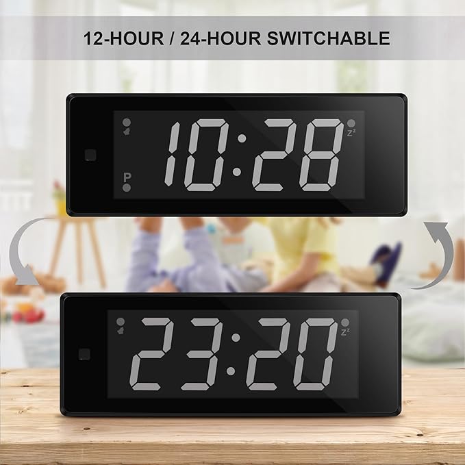 Digital Alarm Clock Battery Operated Night Visiable with Upgraded LED/LCD Time Display, Flashlight,Small Travel Clock for Bedroom Bedside (White Display)