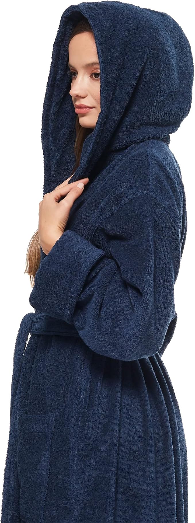 Arus Women's GOTS Certified Organic Cotton Hooded Full Length Turkish Bathrobe