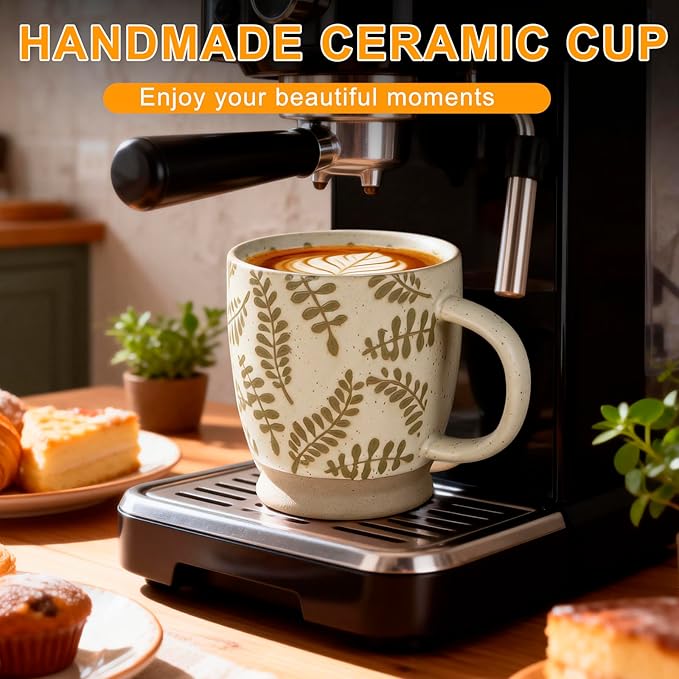 18 oz Coffee Mug Gift for Women Mom Her - Rustic Handmade Coffee Cup, Microwave & Dishwasher Safe Large Mug for Latte, Cocoa, Tea, Milk, Milkshake - Home Office Essential