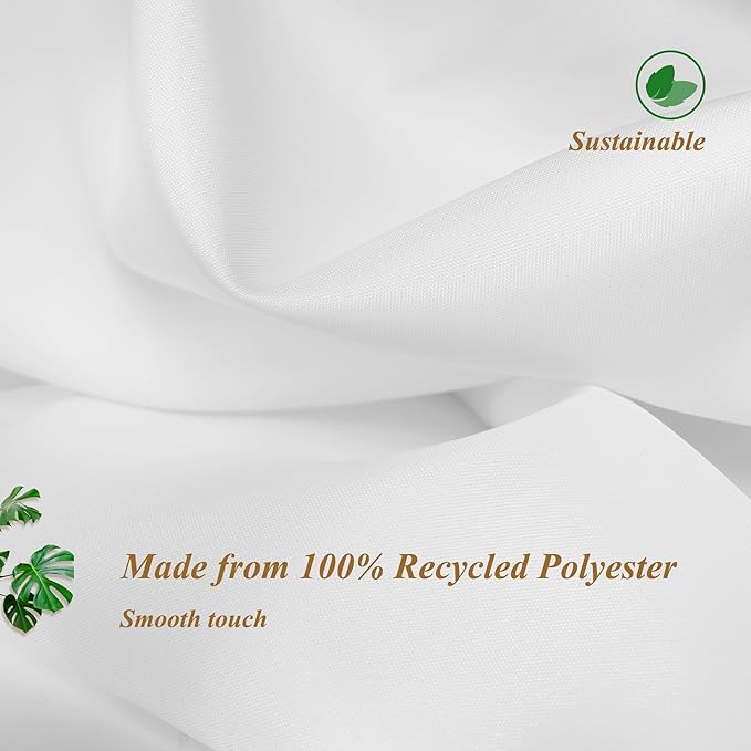 Sustainable Shower Curtain Liner, Recycled Polyester Material, Eco Friendly, Non Plastic & Freon-free Washable Fabric Shower Curtain Liner with Magnets, 72"x72" Shower Liner for Bathroom, White