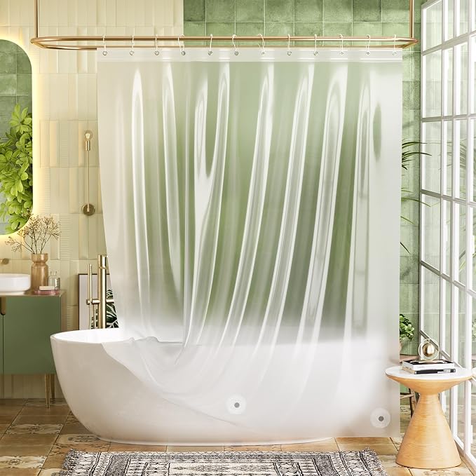 Bathway Shower Curtain Liner, Frosted Shower Curtain Liner 72x72 PEVA Waterproof Shower Curtain Liner Plastic with 3 Magnets and 12 Rustproof Metal Grommets, Lightweight Shower Liner for Bathroom