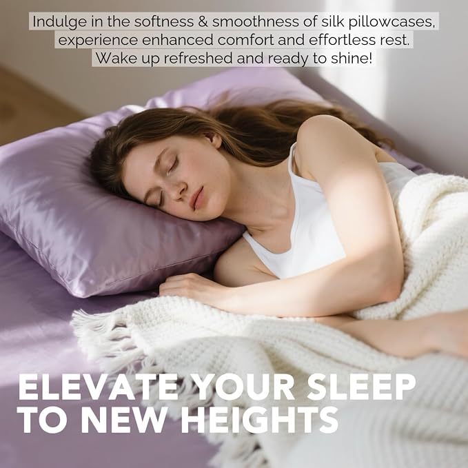 Ravmix Silk Pillow Cases with Zipper, 21momme Mulberry Silk Pillowcase for Hair Skin Health, Soft Smooth Breathable Cool Pillow Cover for Beauty Sleep with Gift Box 1PC(Queen 20"x30", Lilac)