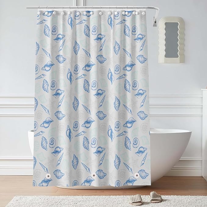Plastic Shower Liner - Premium PEVA 4G Shower Curtain Liner with Rustproof Grommets and 3 Weighted Magnets, Waterproof Shower Curtain for Bathroom… (Whelk, 72”*72”)
