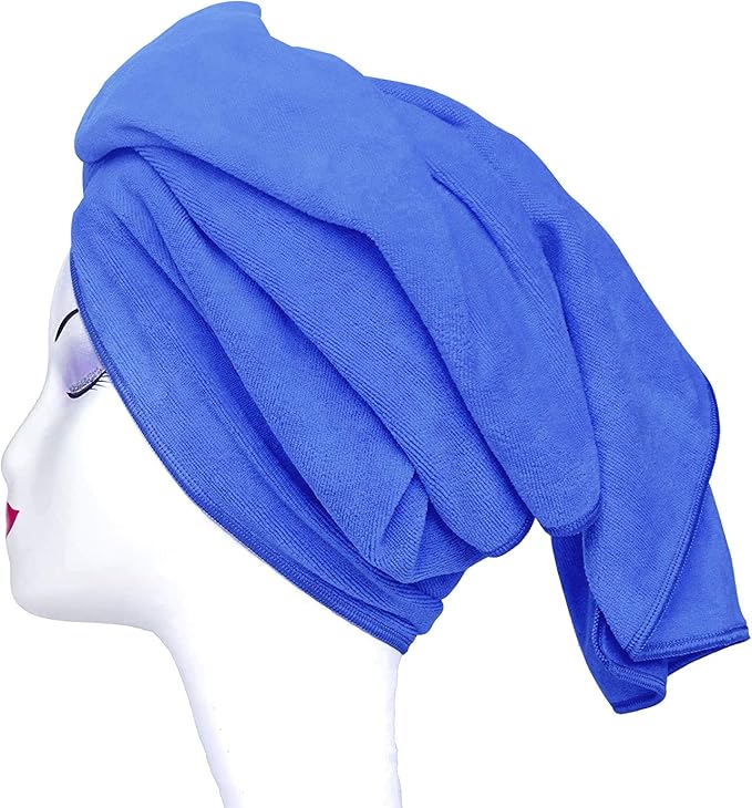 Large Microfiber Hair Towel for Curly Hair 23.6''x47'' Anti Frizz Hair Wrap Super Absorbent Curly Hair Drying Towel Large Multifunction Towel for Bath Spa Makeup, S.Blue