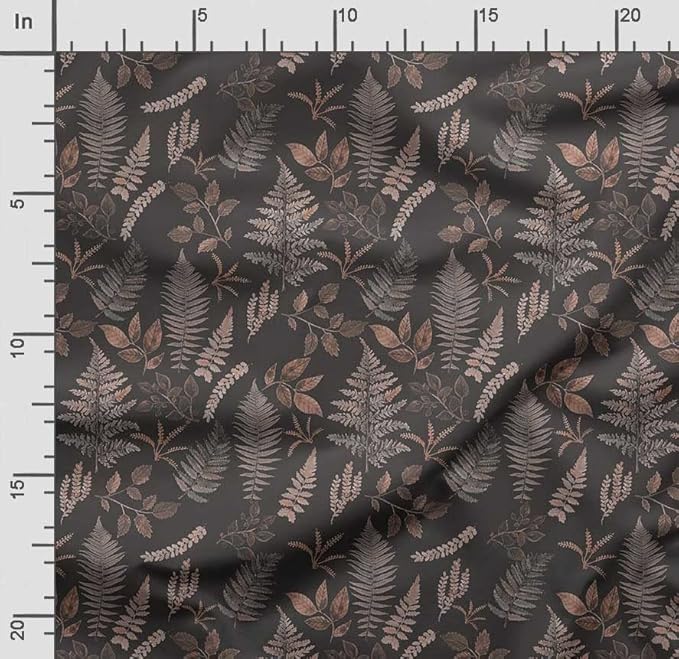 Soimoi Leaves Print - Black, Moss Georgette Fabric Material - 42 Inch Wide, 1 Yard, Unstitched Versatile Fabric for Dresses, Skirts, Blouses, Drapery Projects