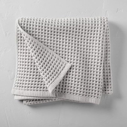 Waffle Towel for Bathroom 59x30 Inches, Turkish Bath Towel, Cotton Bath Towel, 6 Color Option, Mint Green, Brown White, Anthracite, Powder Pink, Gray (Gray)