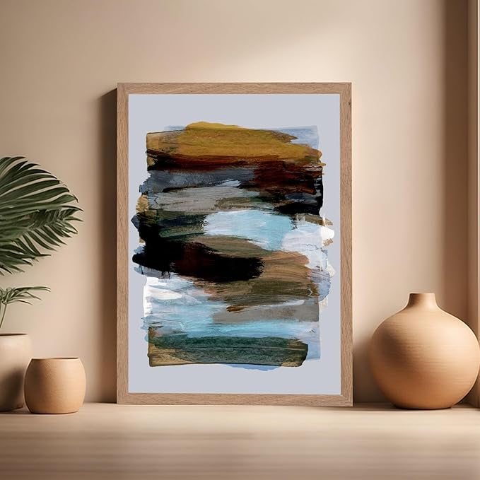 Monem Art Abstract Earth Tone Brushstroke Print - Modern Painterly Art Poster - Wall Decor for Living Room, Bedroom or Office - 16x20 Beige Framed Wall Art by Mareike Bohmer