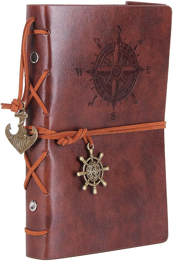 EvZ 7-Inch Refillable A6 Binder Notebook - Premium Vegan Leather Personal Planner, Eco-Friendly Journal with 6-Ring Loose-Leaf System for Writing, Business, and Creative Sketches, Retro Coffee