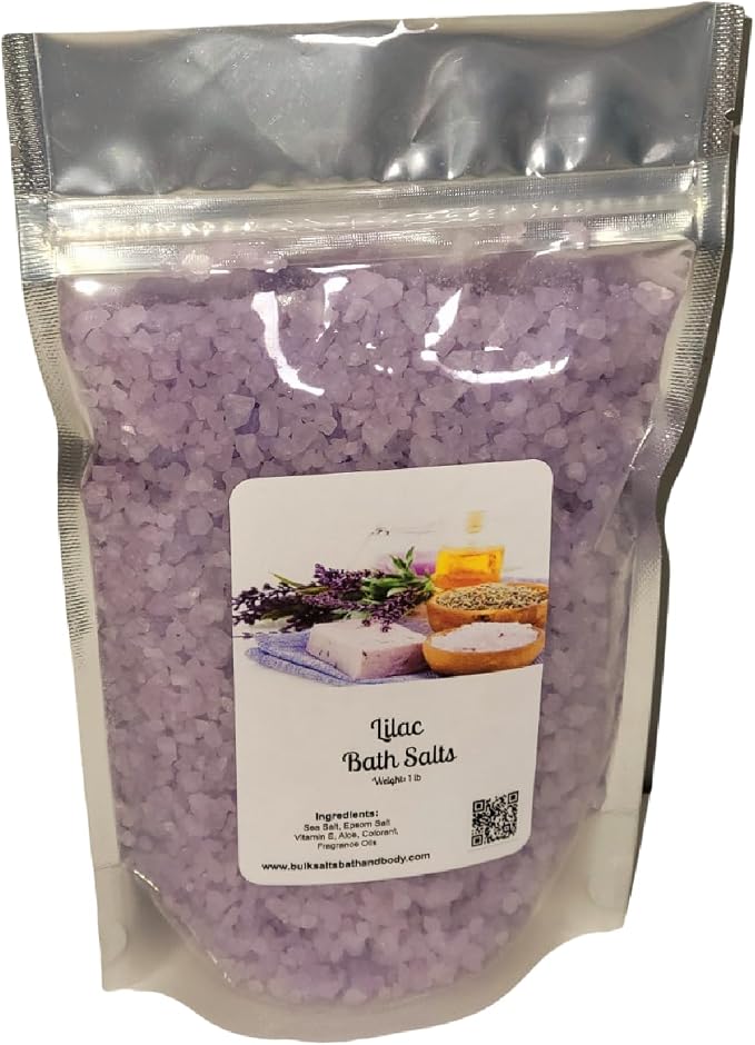 Bath Salts | 1lb Bag (16oz.) | Choose Your Scent | Epsom Salt | Sea Salt| Bathing | Body Care | Beauty | Relaxation | Spa | Pedicure | Manicure | Soak (Lilac)