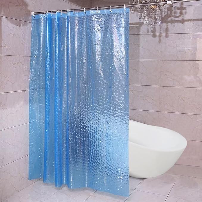 TIKABC Shower Curtain Liner, 4G EVA Blue Water Cube Shower Liner, Plastic Waterproof Shower Curtains, 72x72 inch with Grommet Holes 3 Magnetic Weights