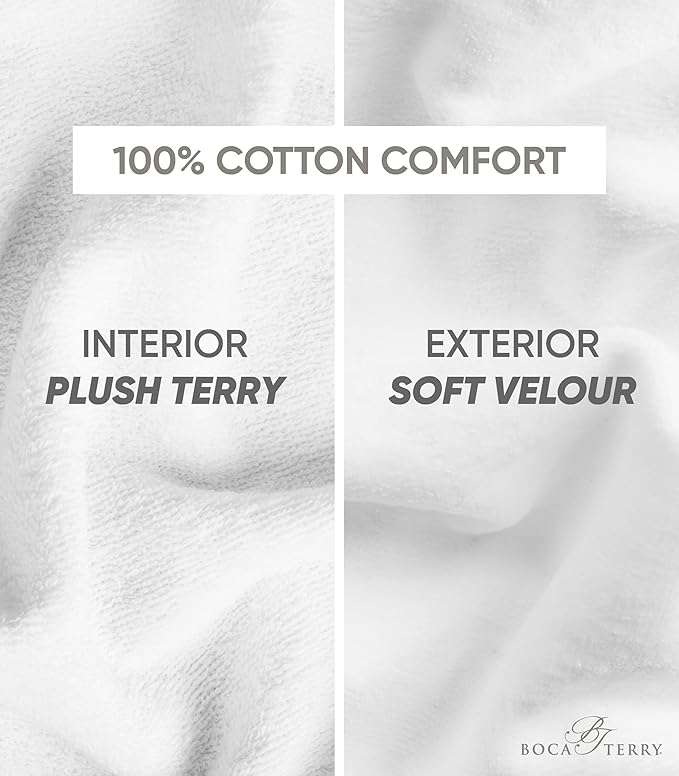 Womens Terry Cloth Bathrobe by Boca Terry, Cotton Spa Robes, Plush Hotel Bath Robe, M/L, 2X, 4X