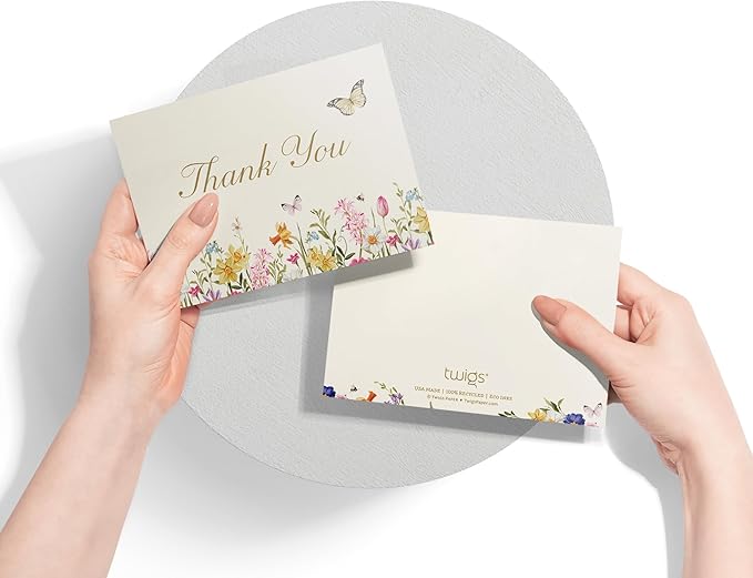 Spring Bloom Floral Thank You Cards & Notes with Envelopes Set (12 Pack), Thank You Greeting Card, Perfect for Baby Shower, Business & Birthday, & Wedding, Holiday Thank You Cards, Appreciation Gifts