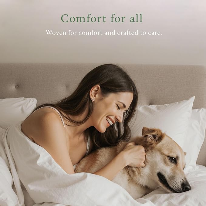 Threadmill Organic Cotton Bed Sheet Set - Soft & Natural - Cool Cotton Sheets - Includes Flat Sheet, Fitted Sheet, & Pillowcases - Cal King/White