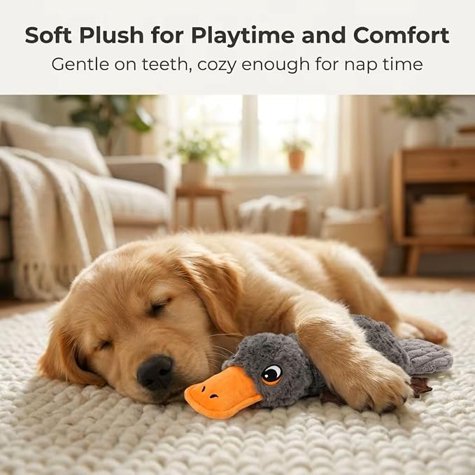15" Squeaky Platypus Dog Toy - Interactive Dog Toys for Small Dogs, Large Dog Toys & Dog Toys for Medium Dogs, Soft Stuffed Plush Squeaky Dog Toys, Grey