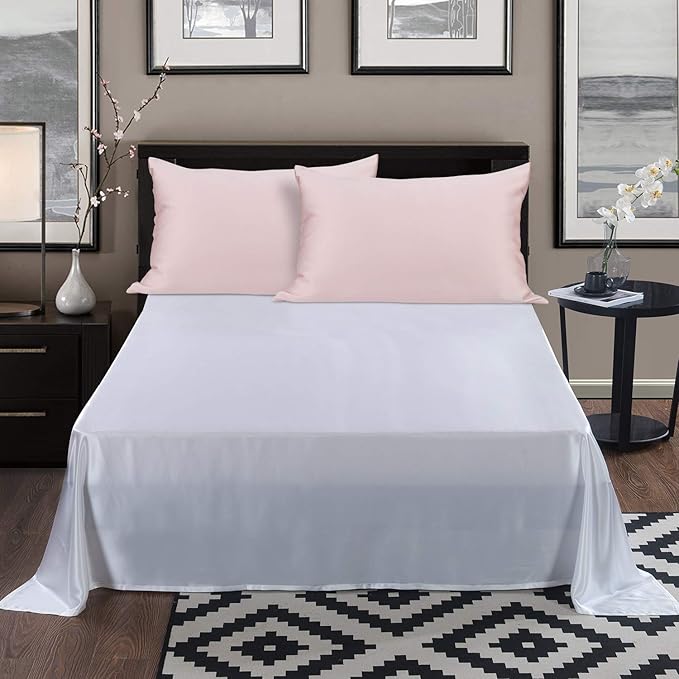 ALASKA BEAR Silk Pillowcase 200% Good Looks on You for Hair and Skin Care Soft Pillow Case with Random Color Scrunchie Gift Set Queen (1pc, Pale Pink)