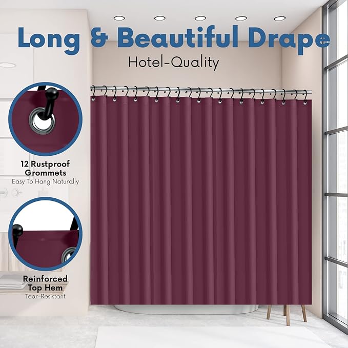 No Smell Shower Curtain Liner 72x72 Dark Purple - PEVA Plastic Shower Curtain for Bathroom, PVC-Free Waterproof Purple Shower Liner with Metal Grommets and Magnet-Weighted Bottom Hem - Washable Liner