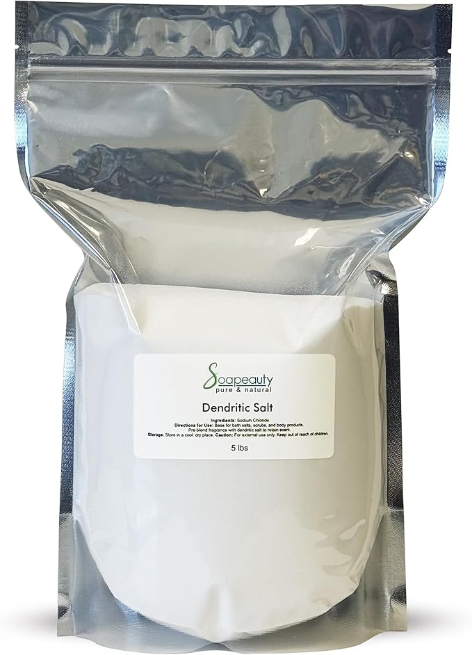 Soapeauty Dendritic Salt | Premium Fine Grain Bath and Body Salt for Scrubs, Exfoliants, and Milk Baths | High Absorption for Fragrance Oils and Essential Oils | 5 lb