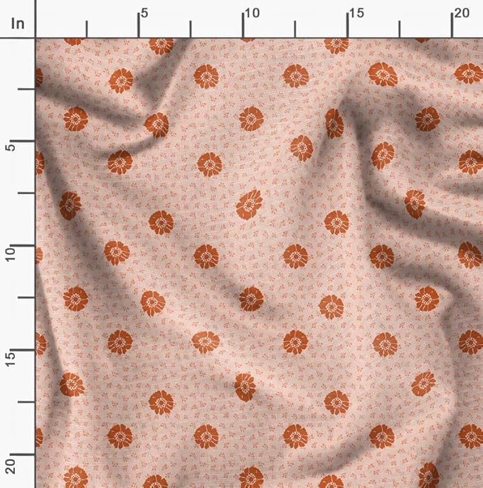 Soimoi Floral Print - Orange, Canvas Fabric Material - 56 Inch Wide, 1 Yard, Unstitched Fabric for Upholstery, Bags, Workwear and Outdoor Gear