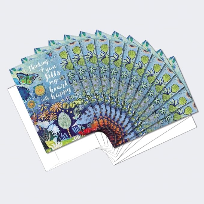 Tree-Free Greetings - All Occasion Cards - Artful Designs - 12 Cards + White Envelopes - Made in USA - 100% Recycled Paper - 4 x 6 - Fills My Heart (FS54548)