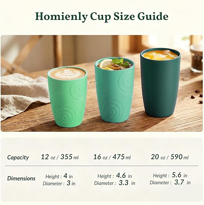 Homienly Cups for Drinking 12oz Daily Use Cups Dishwasher Safe Plastic Cups Alternative Stackable and Lightweight Reusable cups for Family Use-Forest Series