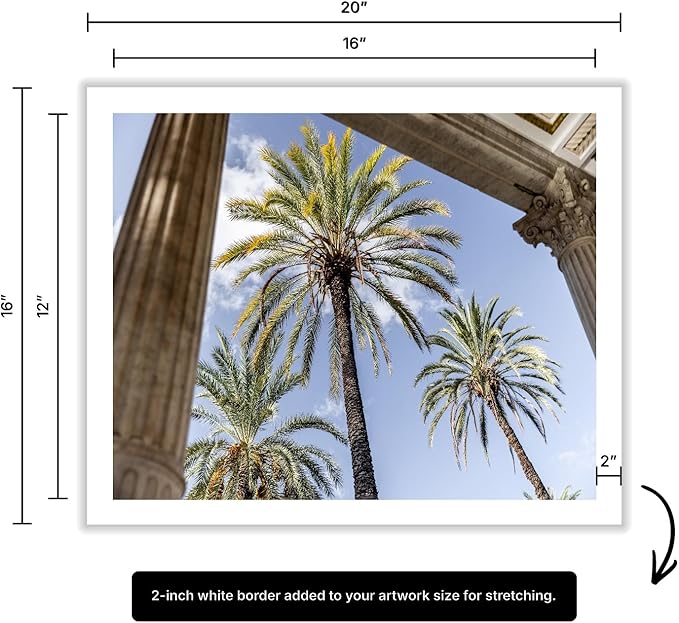 Monem Art Palermo Palm Trees Sicily Print - Tropical European Architecture Poster - Wall Decor for Living Room, Bedroom or Office - 12x16 ROLLED CANVAS Wall Art by Mareike Bohmer