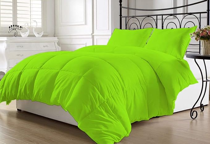 Luxurious and Hypoallergenic 600 Thread Count 1 Piece Down Alternative Comforter 100% Egyptian Cotton Solid (Twin/Twin XL, Parrot Green)