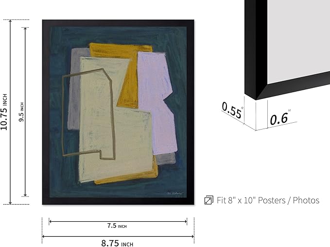 Monem Art Geometric Abstract Painting Print - Modern Minimalist Shapes Art Poster - Wall Decor for Living Room, Bedroom or Office - 8x10 Black Framed Wall Art by Mareike Bohmer