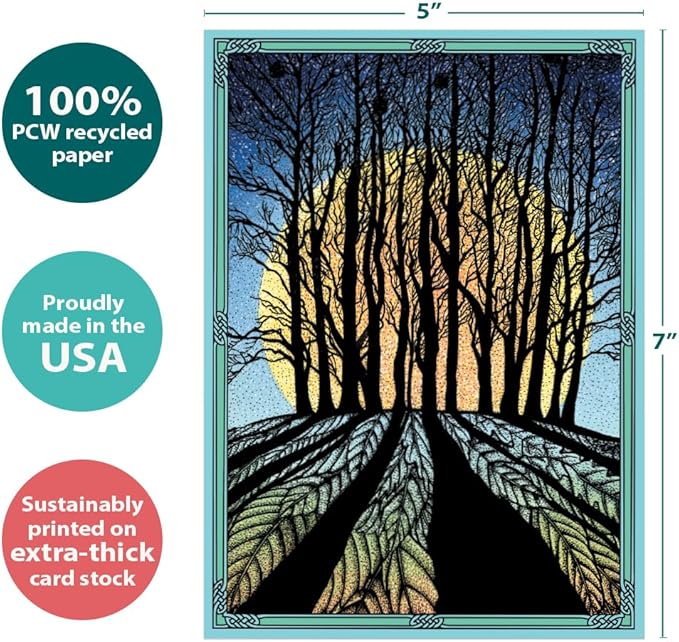 Tree-Free Greetings Solstice Cards and Envelopes, Set of 10, 5 x 7", Winter Solstice (HB93353)