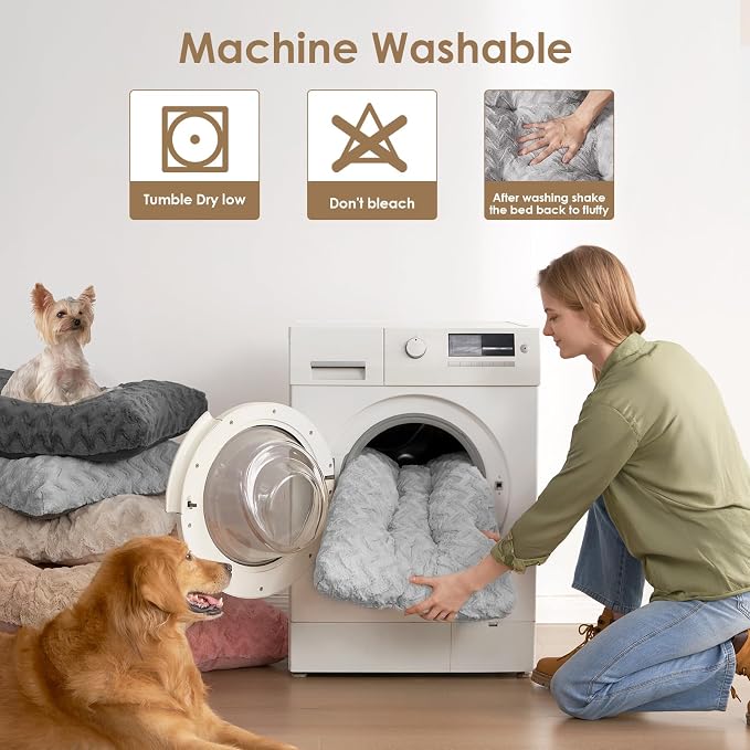 EHEYCIGA Washable Small Dog Bed for Crate 23x18 Inch, Kennel Pad for Puppy Up to 25 lbs, Plush and Comfy Pet Sleeping Mat, Grey