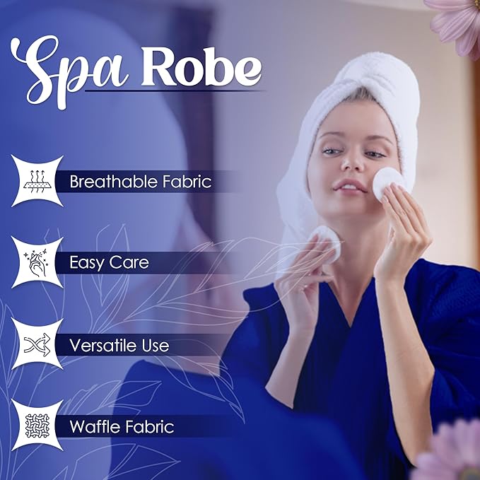 Waffle Knit Lightweight Kimono Spa & Bath Robes for Women and Men - Quick Dry - Soft