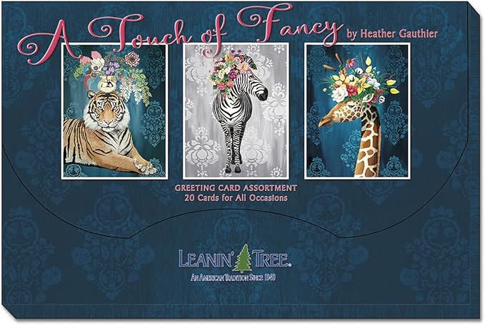 Leanin' Tree A Touch of Fancy - Made In USA - 20 Assorted Greeting Cards For All Occasions Box, Notecards with Envelope, Cute Stationary for Women - Includes Greeted and Blank Note Cards and Envelopes
