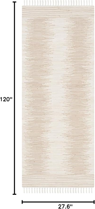 SAFAVIEH Montauk Collection Runner Rug - 2'3" x 10', Beige, Handmade Fringe Cotton, Ideal for High Traffic Areas in Living Room, Bedroom (MTK752A)