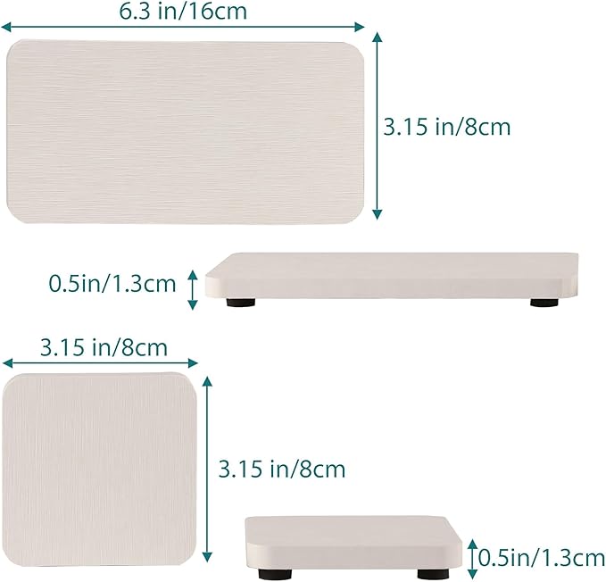 NiuYichee Water Absorbing Stone Tray for Sink, Quick-Drying Diatomite Bathroom Trays, Kitchen Sink Soap Dish, 2pcs 3.15 x 3.15in + 2pcs 6.3 x 3.15in, White