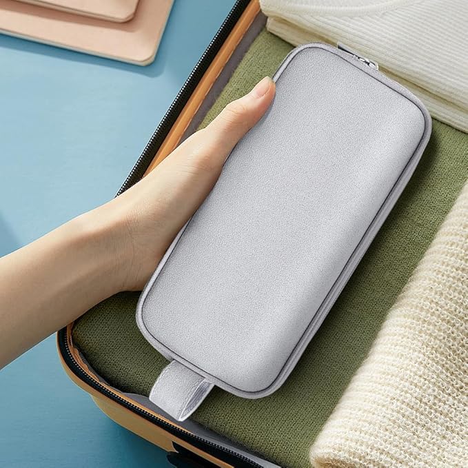 Teskyer Cable Organizer Bag, Travel Electronics Accessories Organiser, Protable Tech Pouch for Phone Chargers, Cables, Flash Drive, Power Bank, Hard Drive, Light Grey, 23.5 x 12 x 9 cm, Double-Layer